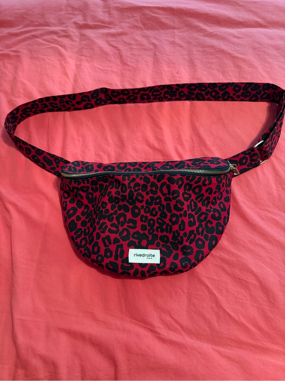 Rivedroite Paris Red Leopard Print Crossbody or waist Belt Bag